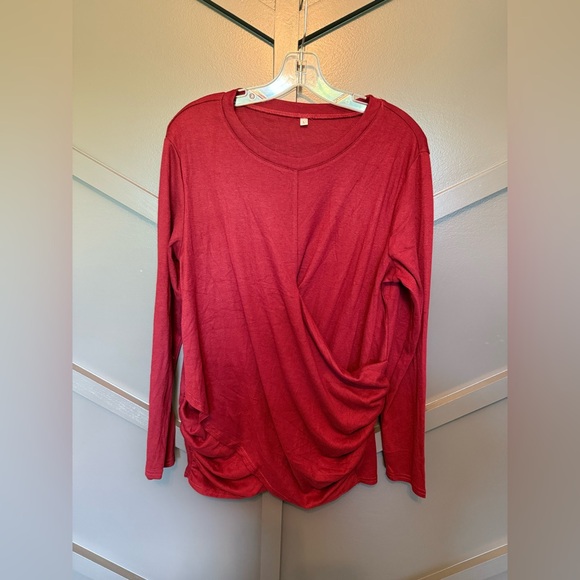 Tops - ⚪️ Women's Red Long Sleeve wrap top NWOT